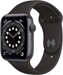 For Parts: APPLE WATCH SERIES 6 GPS 44mm SPACE GRAY CASE BLACK SPORT BAND -PHYSICAL DAMAGED