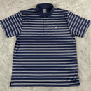 CALLAWAY SHIRT MEN'S NAVY BLUE WHITE STRIPED SHORT SLEEVE GOLF POLO - L - NAVY - Brand New