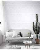 Blooming Wall Peel Stick Roll White Damasks 14.5 Square Ft B08LLF71HH - Brand New