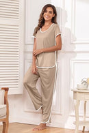 FKeep Stripe Pajamas Set Women Two Piece Nightwear Short Sleeve - Brand New