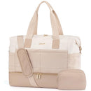 LOVEVOOK TRAVEL DUFFLE WEEKENDER SHOE COMPARTMENT 40L 2PCS LIGHT TAN/NAVY - Like New