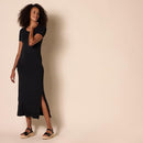 AMAZON ESSENTIALS WOMEN'S CREWNECK MAXI DRESS DR193944 - SIZE: WOMEN L - BLACK - Like New