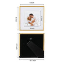 BOWENTURBO SQUARE METAL PICTURE FRAME FOR WALL TABLE TOP THIN EDGE (6X6) - GOLD - Brand New