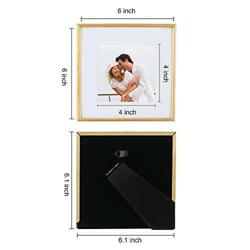 BOWENTURBO SQUARE METAL PICTURE FRAME FOR WALL TABLE TOP THIN EDGE (6X6) - GOLD - Brand New