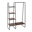 HONEY-CAN-DO FREESTANDING METAL CLOTHING RACK WOOD SHELVES GAR-09567 - BLACK - Like New