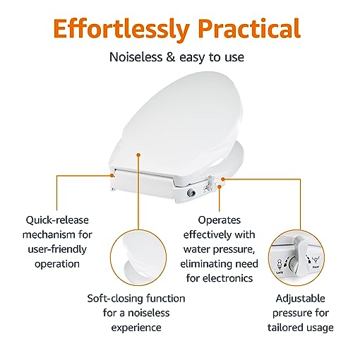 Amazon Basics Oval Nonelectrical Bidet Seat Self-cleaning Elongated - WHITE - Like New