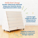 ECR4KIDS DOUBLE-SIDED MOBILE WOODEN BOOK DISPLAY AND STORAGE - WHITE WASH - Like New