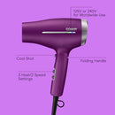 CONAIR WORLDWIDE FOLDING HANDLE HAIR DRYER CONCENTRATOR DIFFUSER 1875W - PURPLE - Like New