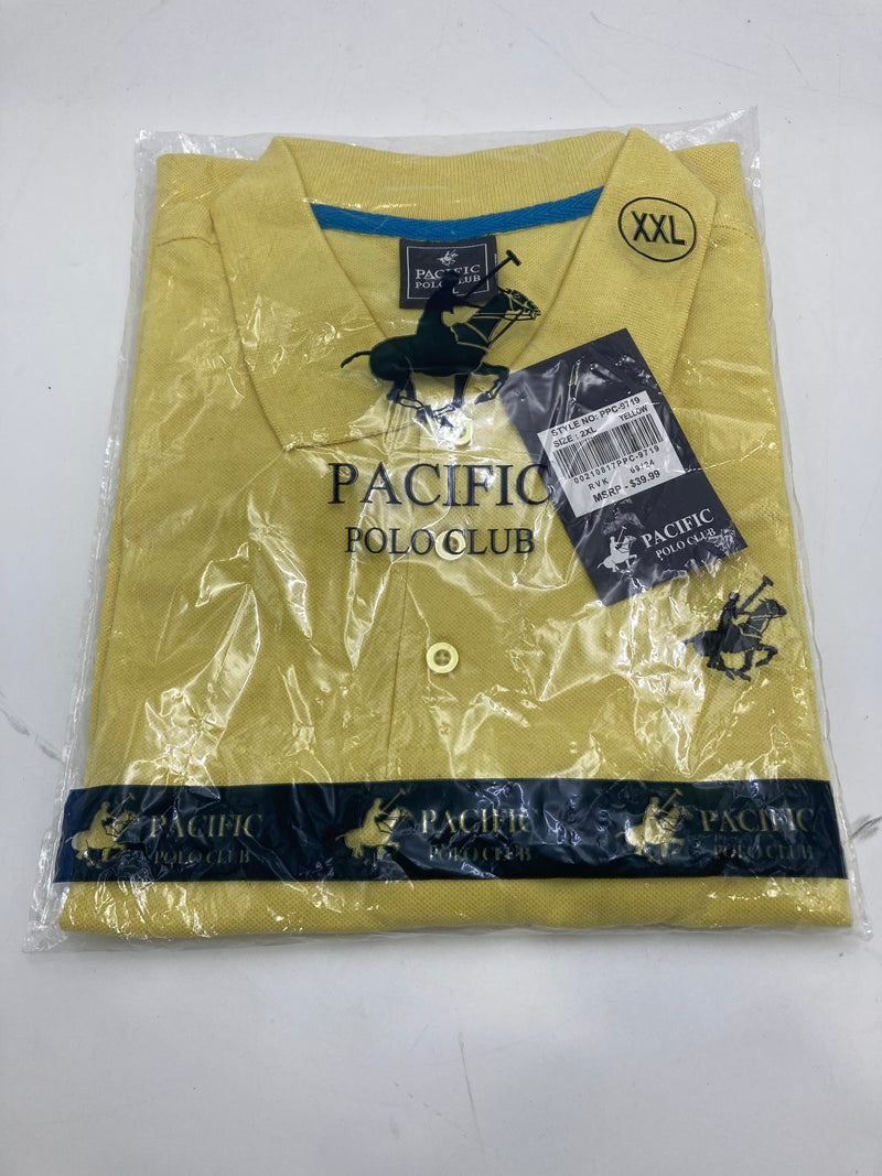 PACIFIC POLO CLUB MENS SHORT SLEEVE - SIZE: MEN 2XL - YELLOW - Brand New