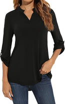 ZATTCAS WOMEN'S NOTCH NECK TUNIC TOP - SIZE: WOMEN XL - BLACK - Like New
