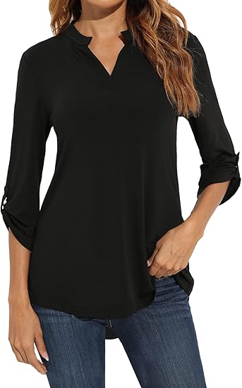 ZATTCAS WOMEN'S NOTCH NECK TUNIC TOP - SIZE: WOMEN XL - BLACK - Like New