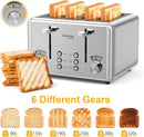 WHALL 4 Slice Toaster 6 Bread Shade Settings Bagel/Defrost/Cancel Function Like New