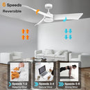 cumilo 54" Smart White Ceiling Fans Lights and Remote DC Motor - B0BFD7J67K - Brand New