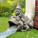 APC Goods Cute Playful Gnome Riding Frong Donspout Outdoor Extension Decoration - Brand New