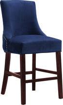 Meridian Furniture Contemporary Velvet Upholstered Counter Stool, Set of 2 -Navy - Like New