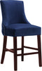 Meridian Furniture Contemporary Velvet Upholstered Counter Stool, Set of 2 -Navy - Like New