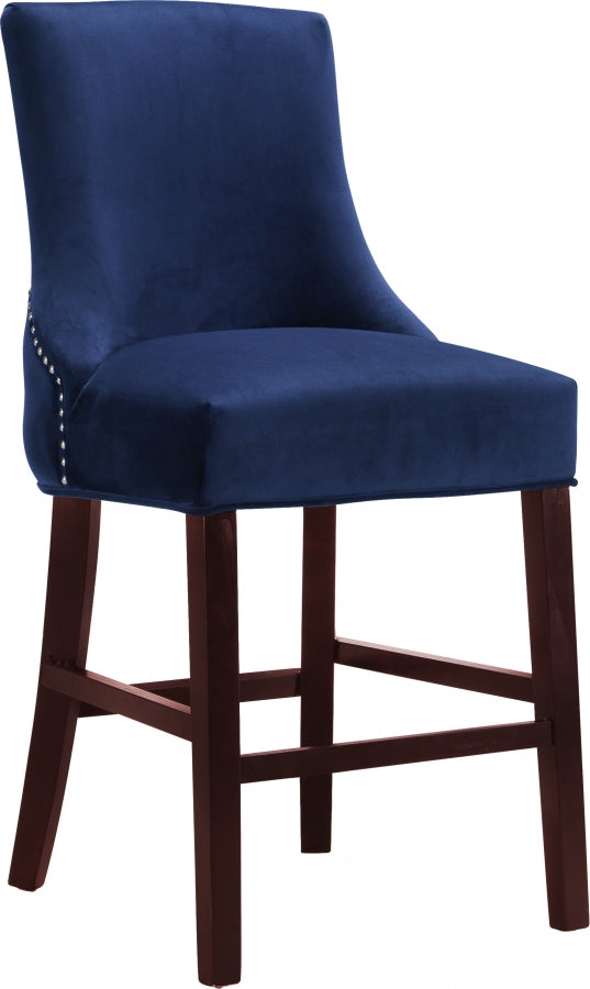 Meridian Furniture Contemporary Velvet Upholstered Counter Stool, Set of 2 -Navy - Like New