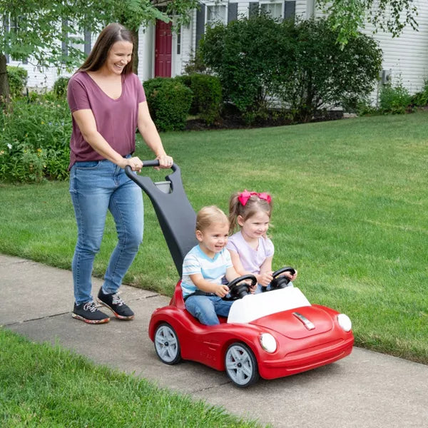 STEP2 SIDE BY SIDE PUSH AROUND ROADSTER PLASTIC PEDAL & PUSH RIDING TOY - RED - Like New