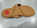 FITFLOP GRACIE RUBBER-BUCKLE LEATHER TOE-POST WOMEN'S SANDALS - 8.5 - LATTE TAN - Like New
