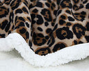 MARQUESS HOODED THROW WRAP ULTRA SOFT LINED SNUGGLE ROBE - BLACK/LEOPARD - Like New