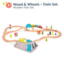 B. TOYS WOOD & WHEELS TRAIN SET- 47PC WOODEN TRAIN TRACKS ACCESSORIES BX1792Z - Like New