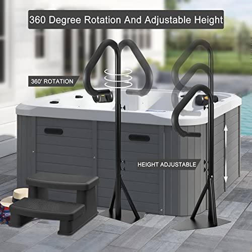ZOMOFEW SPA HOT TUB HAND RAIL ADJUSTABLE HEIGHT 63'' SLIDE- BLACK - Like New