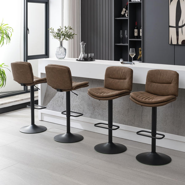 FIRAVOE SWIVEL BAR STOOLS SET OF 4, DOUBLE-LAYER UPHOLSTERED COUNTER - TAN - Like New