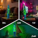JAMBO 16" Beautiful Lamp- Blue with Yellow/Green Wax, Relaxing Liquid Light - Like New