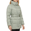 COLE HAAN WOMEN'S BELTED PILLOW-COLLAR PUFFER COAT - SIZE: WOMEN L - SAGE - Like New