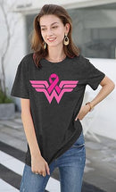 LAZYCHILD BREAST CANCER SHIRTS FOR WOMEN PINK RIBBON WOMEN XL - DARK GRAY - Like New