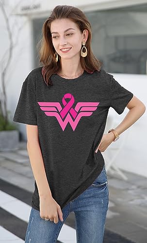 LAZYCHILD BREAST CANCER SHIRTS FOR WOMEN PINK RIBBON WOMEN XL - DARK GRAY - Like New