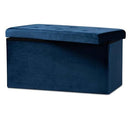Baxton Studio Castel Navy Blue Velvet Fabric Upholstered Wood Storage Ottoman - Brand New