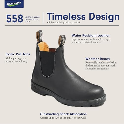 BLUNDSTONE CLASSIC CHELSEA BOOTS UNISEX SIZE: MEN 9.5 WOMEN 11.5 BLACK - Like New