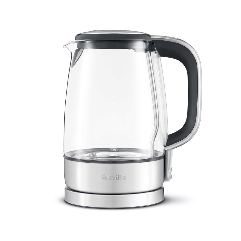 BREVILLE CRYSTAL CLEAR ELECTRIC KETTLE GLASS PROGRAMMABLE BKE595XL - SILVER - Like New