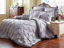 UNIQUE HOME 8 Piece Reversible Pinch Pleat Comforter Set Cal King - Grey - Brand New