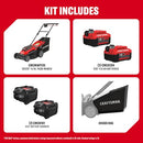CRAFTSMAN PUSH MOWER 15" 2 X 4 AH V20 BATTERIES 2 CHARGERS (TOOL ONLY) - RED - Like New