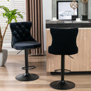 LA SPEZIA SWIVEL BLACK VELVET BARSTOOLS ADJUSATBLE SEAT HEIGHT SET OF 2. - BLACK - Like New