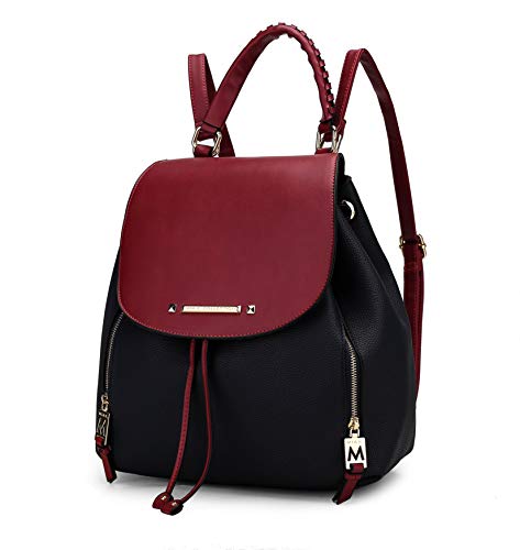 MKF COLLECTION BACKPACK VEGAN LEATHER FASHION TRAVEL BAG - NAVY BLUE-RED - Like New