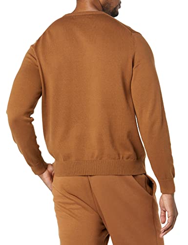 AMAZON ESSENTIALS MEN'S LONG-SLEEVE SWEATER, 100% COTTON, TOFFEE BROWN, LARGE - Brand New
