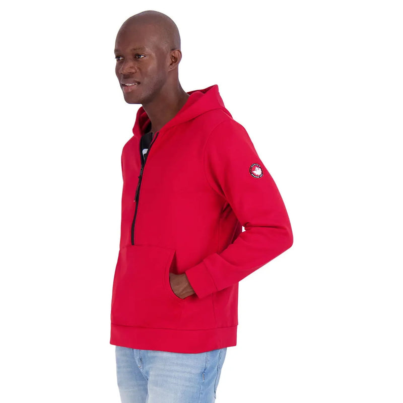 CANADA WEATHER GEAR MEN'S 1/2 ZIP HOODIE, RED/BLACK - X-LARGE - Brand New
