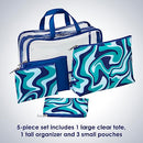 Conair 5 Piece Toiletry and Cosmetic Bag Set A31318 - Blue Swirl - Like New