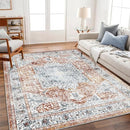 CHAMPLANT AREA RUG 8X10 WASHABLE RUG TANGERINE VINTAGE TRADITIONAL MAT - YELLOW - Like New