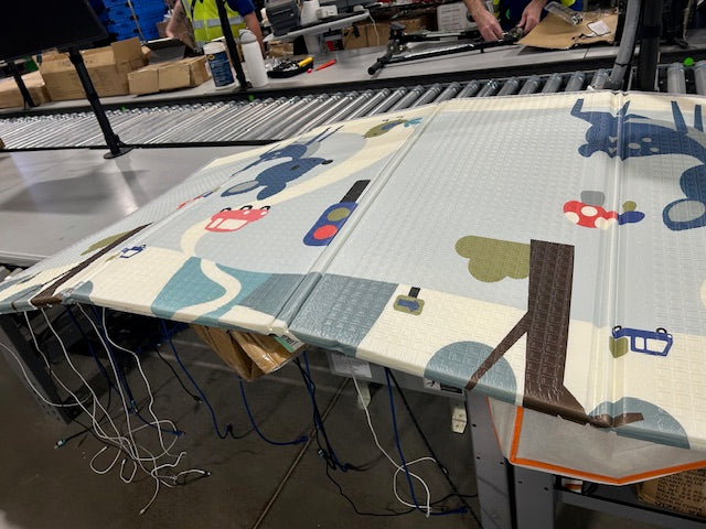 YOOVEE FOLDABLE BABY PLAY MAT 70" BY 73" DEER, TREES, TRAFFIC LIGHTS - MULTI - Like New