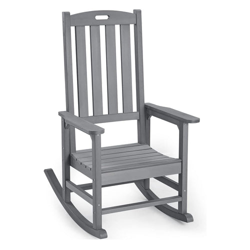 QOMOTOP PATIO OVERSIZED ROCKING CHAIR OUTDOOR WEATHER RESISTANT - GRAY - Like New