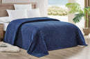 STRIATA RIBBED CORDUROY BLANKET – ULTRA-SOFT PLUSH BED BLANKET – KING 108 - NAVY - Brand New