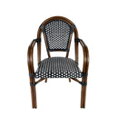 CHIVARI FRENCH BISTRO PATIO DINING CHAIR, 2 CHAIR BUNDLE - BLACK & WHITE - Like New