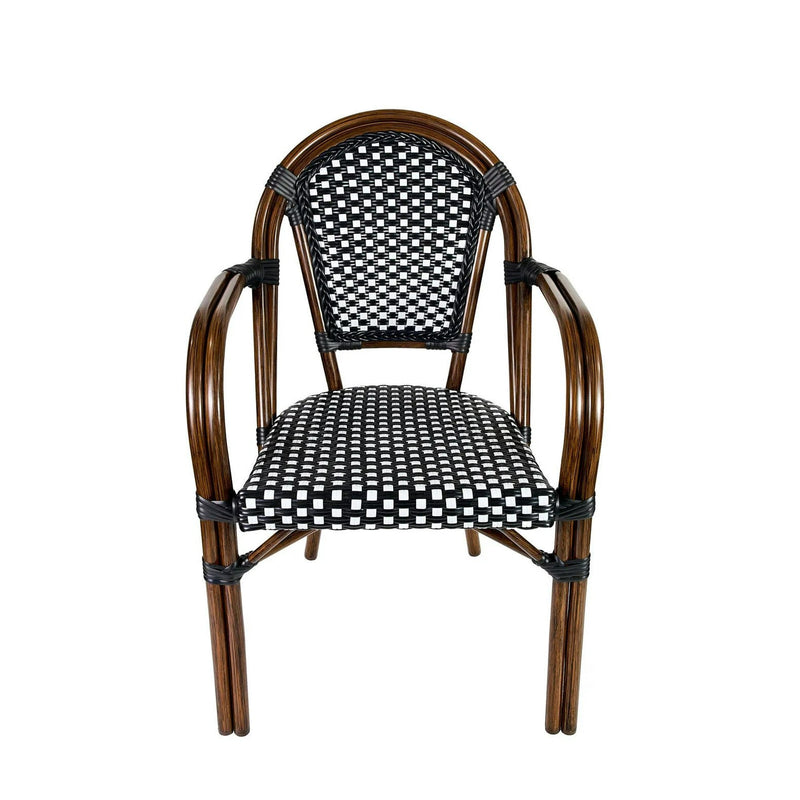 CHIVARI FRENCH BISTRO PATIO DINING CHAIR, 2 CHAIR BUNDLE - BLACK & WHITE - Like New