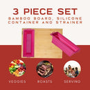 Zenprep Extra Large Bamboo Cutting Board 15x20in 3 Containers (Teal) B0CB21V3BF - Brand New