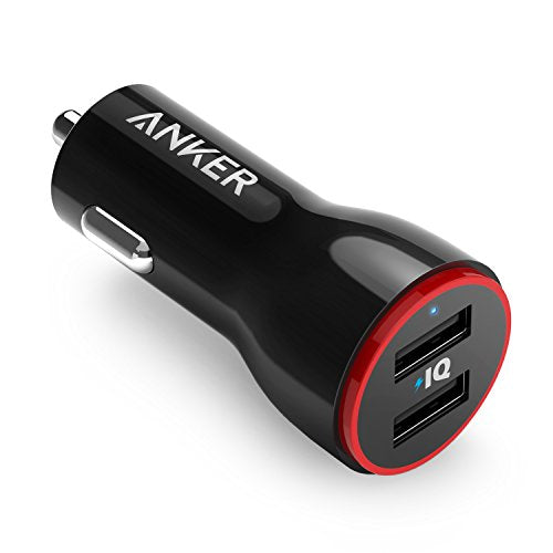 ANKER CAR CHARGER ADAPTER, 24W DUAL USB CAR PHONE CHARGER - BLACK/RED - Like New