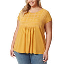 1586162 WOMEN EMBROIDERED TEE CREWNECK SHORT SLEEVE T SHIRT YELLOW X-LARGE - Brand New